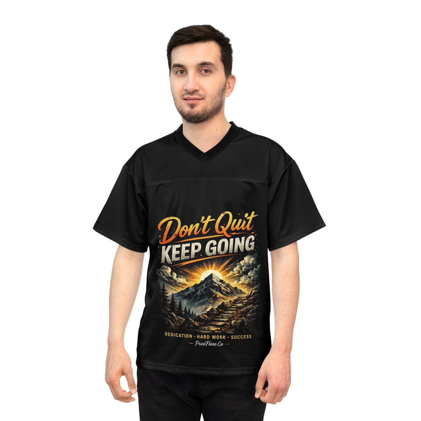 Don’t Quit Keep Going Football Jersey — Motivational Mountain Sports Tee