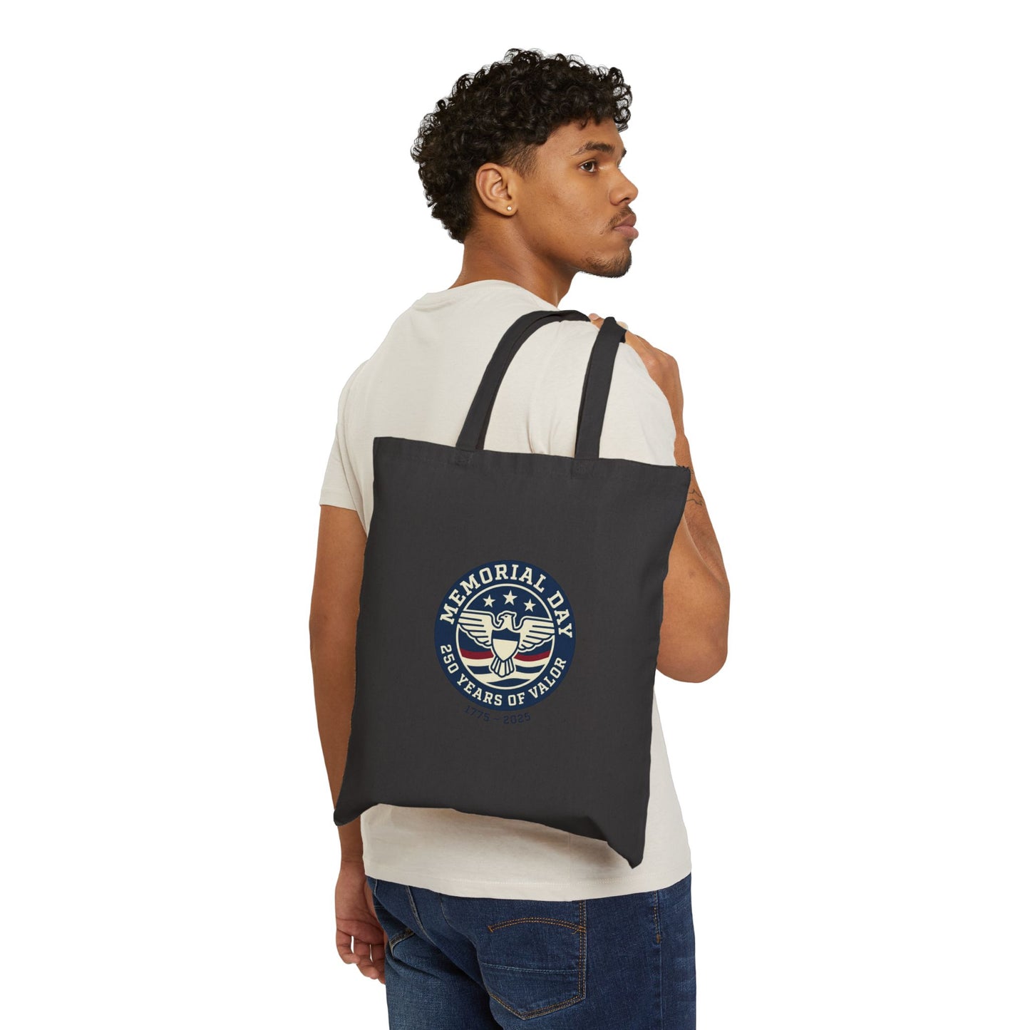 USA 250 Memorial Day Vintage Badge Tote | 1776–2026, patriotic heritage