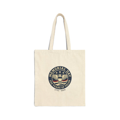 USA 250 Memorial Day Vintage Badge Tote | 1776–2026, patriotic heritage